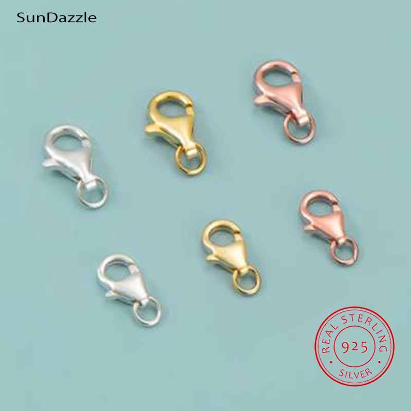 Lobster Clasp Silver - 2 pz Genuino Reale Puro Solido